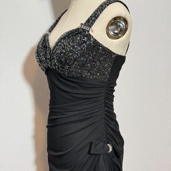 Blondie Nights by Stacy Sklar | Black Gown | Evening Prom | Sequin Top | Sz 5 - Picture 7 of 7